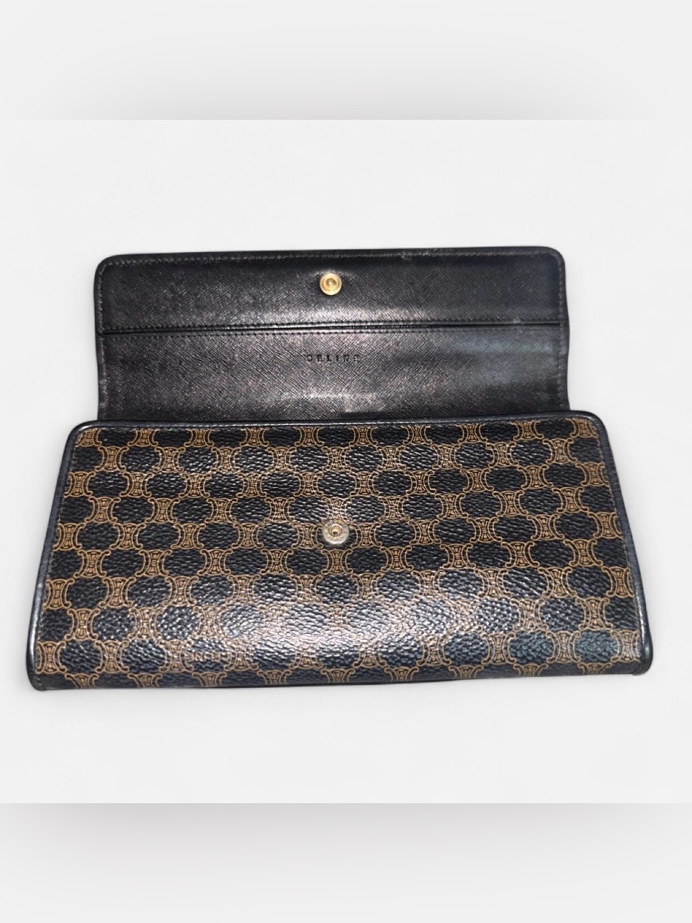 Celine Brown & Black Macadam Pattern Tote with Wallet - Picture 14 of 16